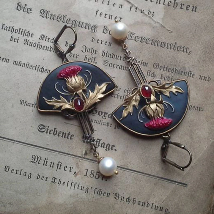 Boucles d'oreilles vintage en perles rouges