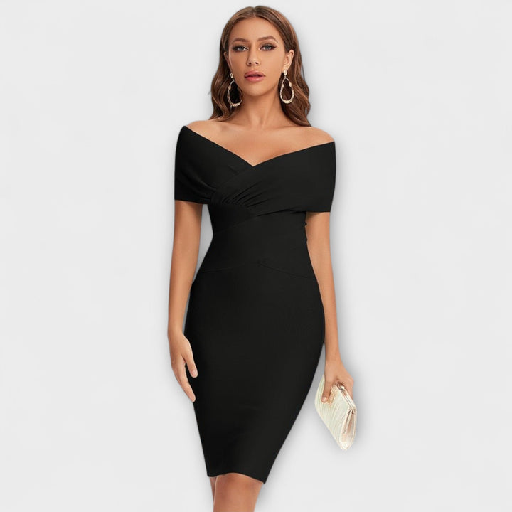 Clelia | Robe Midi Femme à Épaules Dégagées