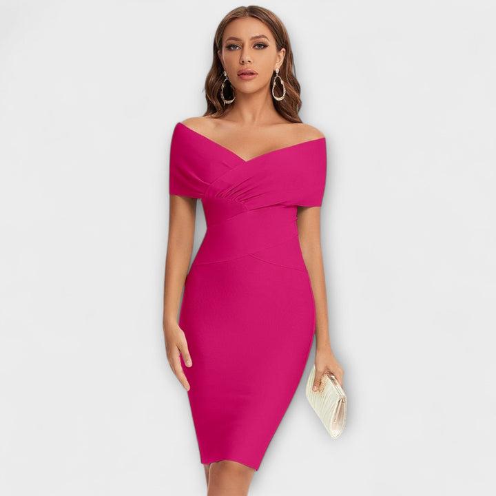 Clelia | Robe Midi Femme à Épaules Dégagées