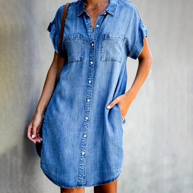 Luna | Robe chemise en denim moderne