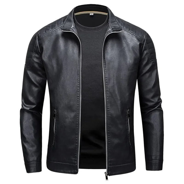 Veste en Cuir Col Montant