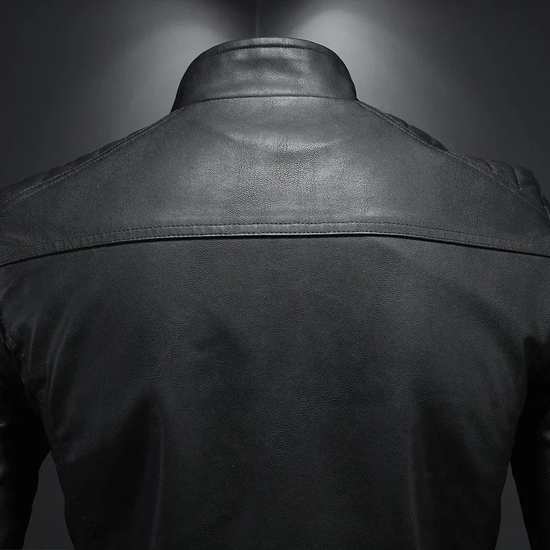 Veste en Cuir Col Montant