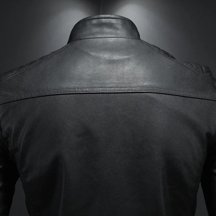 Veste en Cuir Col Montant