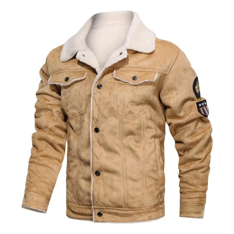 Veste en Cuir Élegante en Fleece Chaud