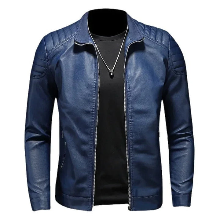 Veste en Cuir Col Montant