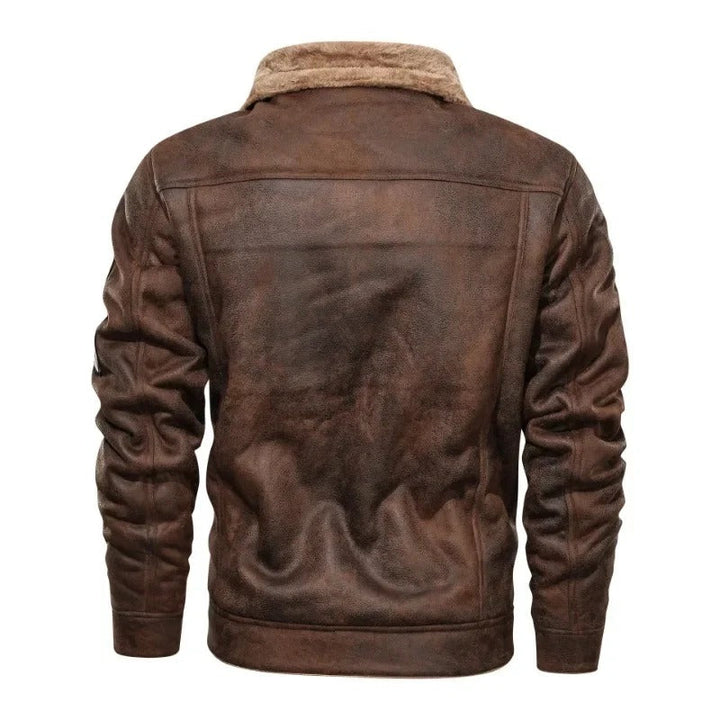 Veste en Cuir Élegante en Fleece Chaud