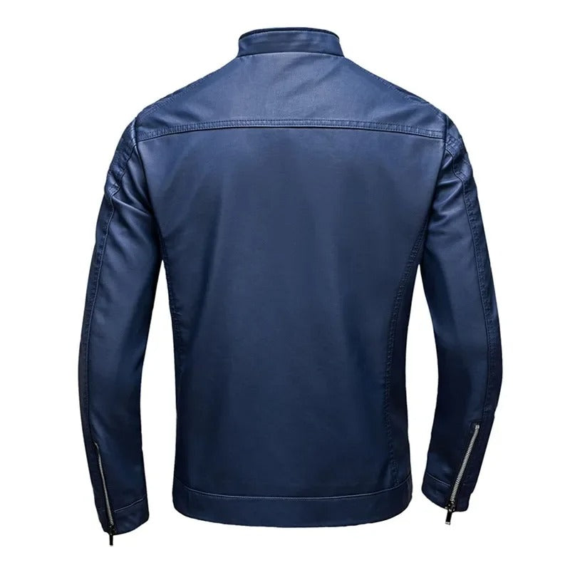 Veste en Cuir Col Montant
