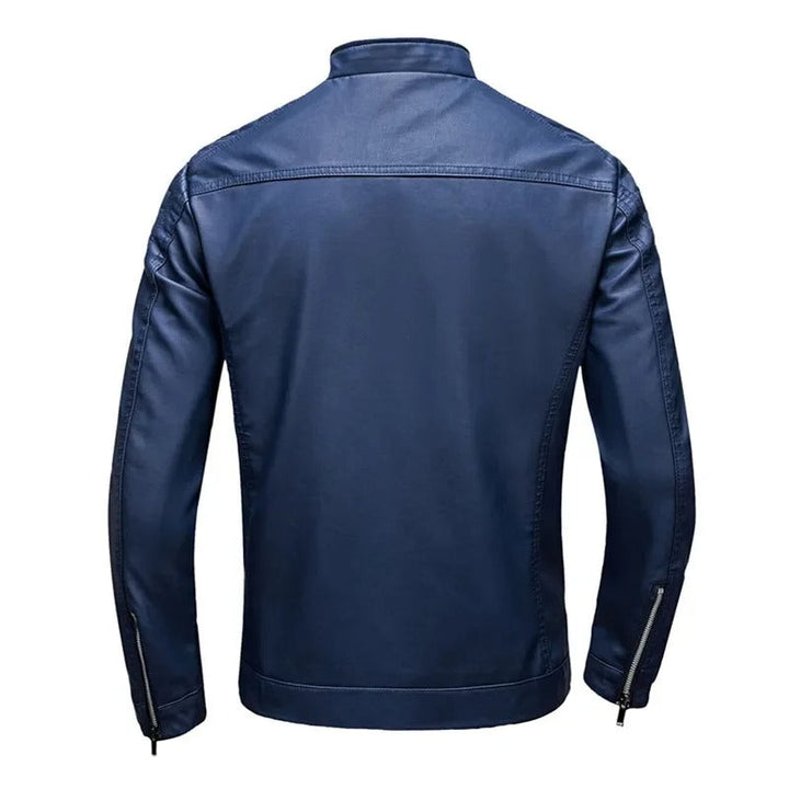 Veste en Cuir Col Montant