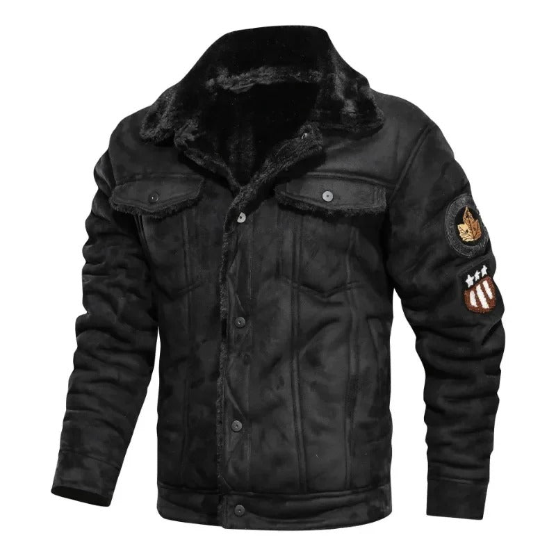 Veste en Cuir Élegante en Fleece Chaud