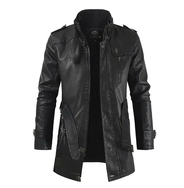Veste de Motard Longue en Cuir Élégante