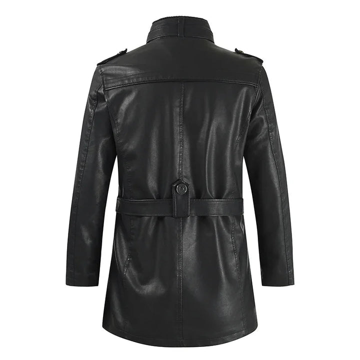Veste de Motard Longue en Cuir Élégante