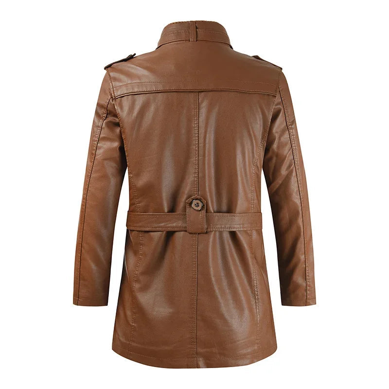 Veste de Motard Longue en Cuir Élégante