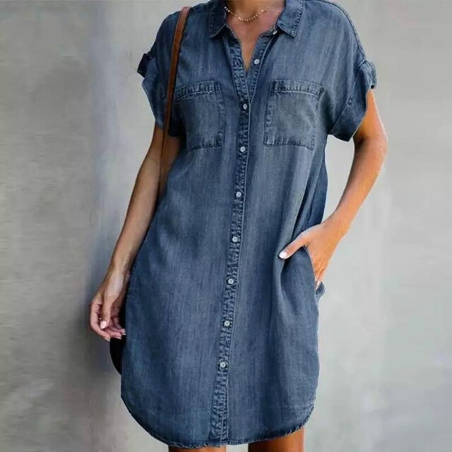 Luna | Robe chemise en denim moderne