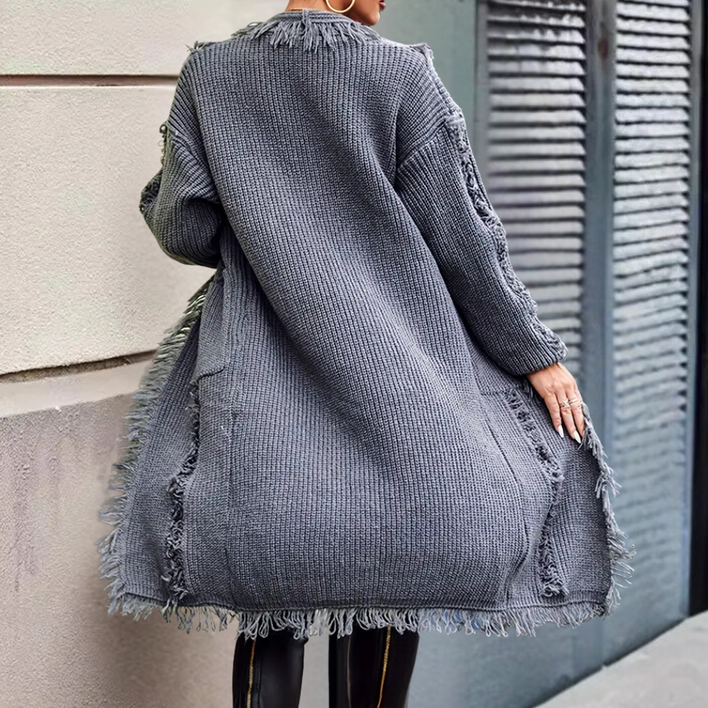 Raquela - Cardigan long tricoté tendance