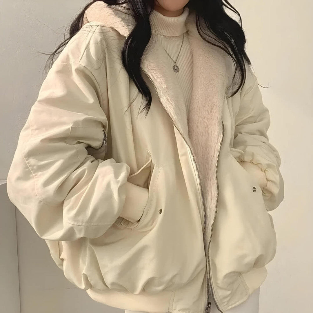 Veste à capuche réversible en laine teddy