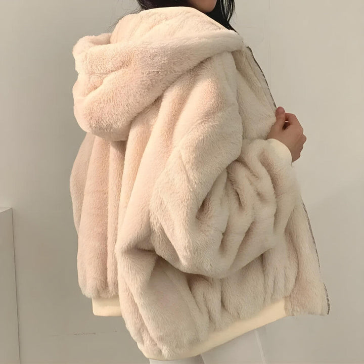 Veste à capuche réversible en laine teddy