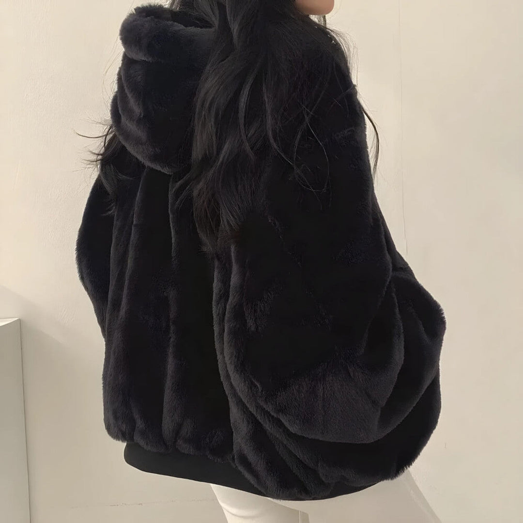 Veste à capuche réversible en laine teddy
