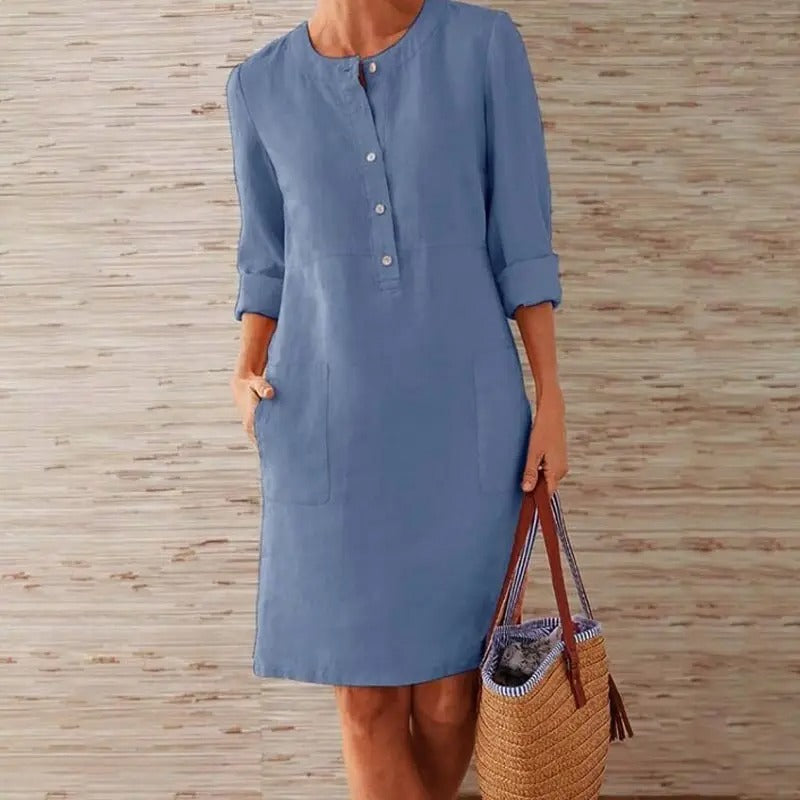 Luna | Robe en lin à manches longues