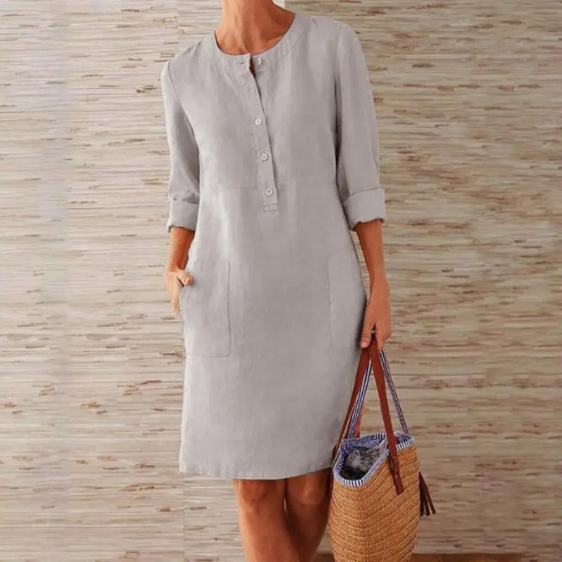 Luna | Robe en lin à manches longues