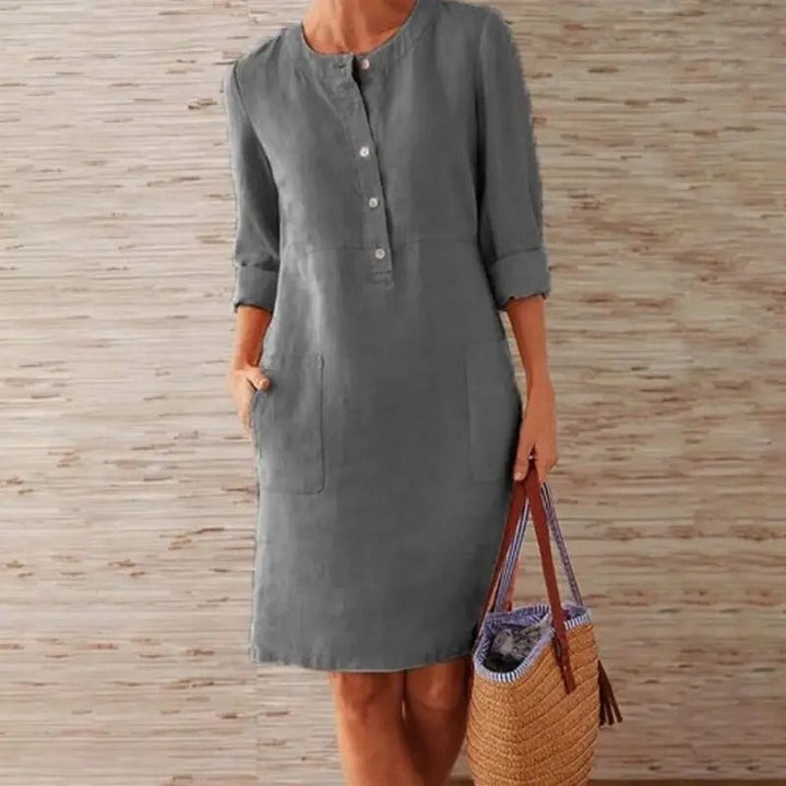 Luna | Robe en lin à manches longues
