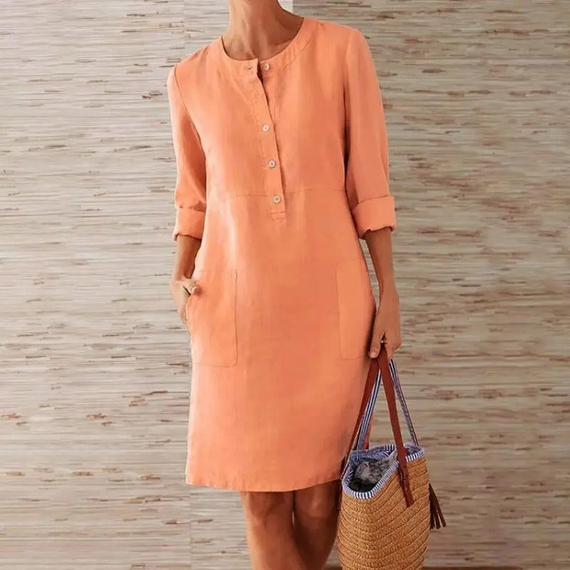 Luna | Robe en lin à manches longues