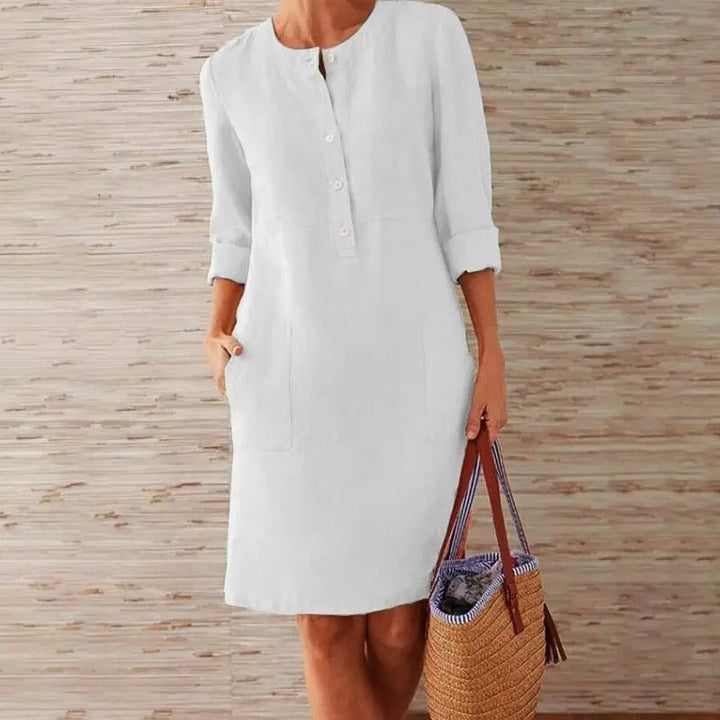 Luna | Robe en lin à manches longues