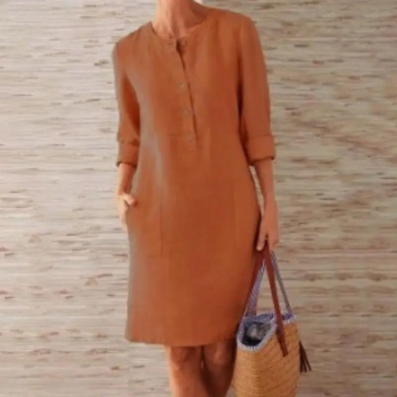Luna | Robe en lin à manches longues