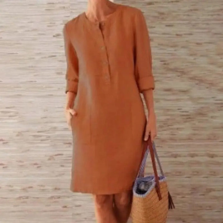 Luna | Robe en lin à manches longues