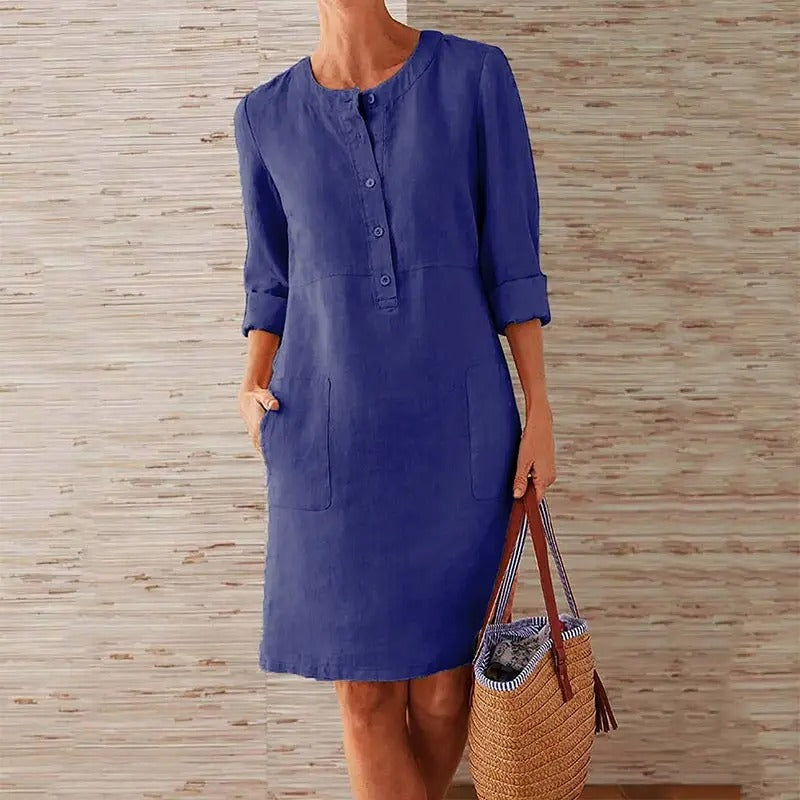 Luna | Robe en lin à manches longues