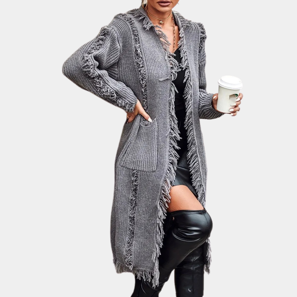 Raquela - Cardigan long tricoté tendance